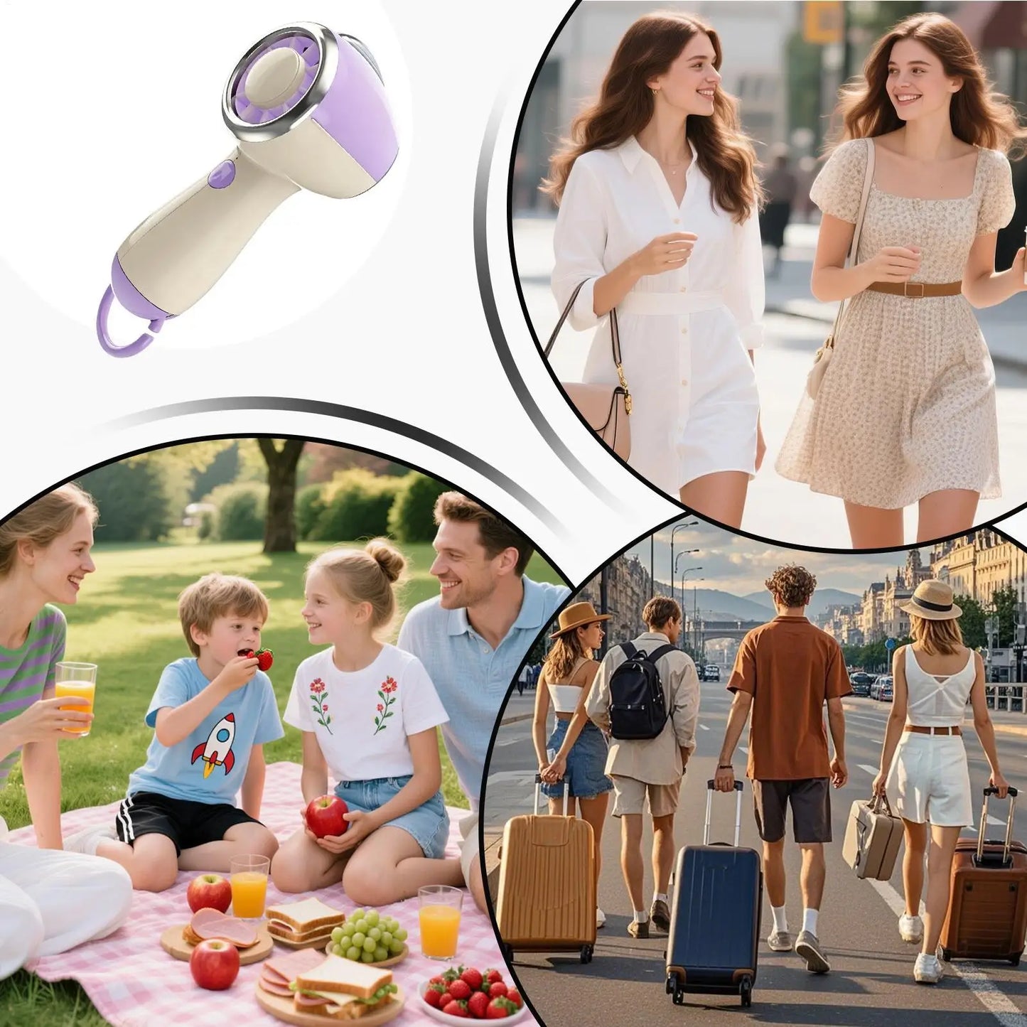 Rechargeable Handheld Fan – 3-Speed Portable Personal Fan