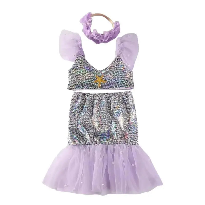 Baby Girl 3-Piece Photo Outfit – Skirt, Top & Headband Set