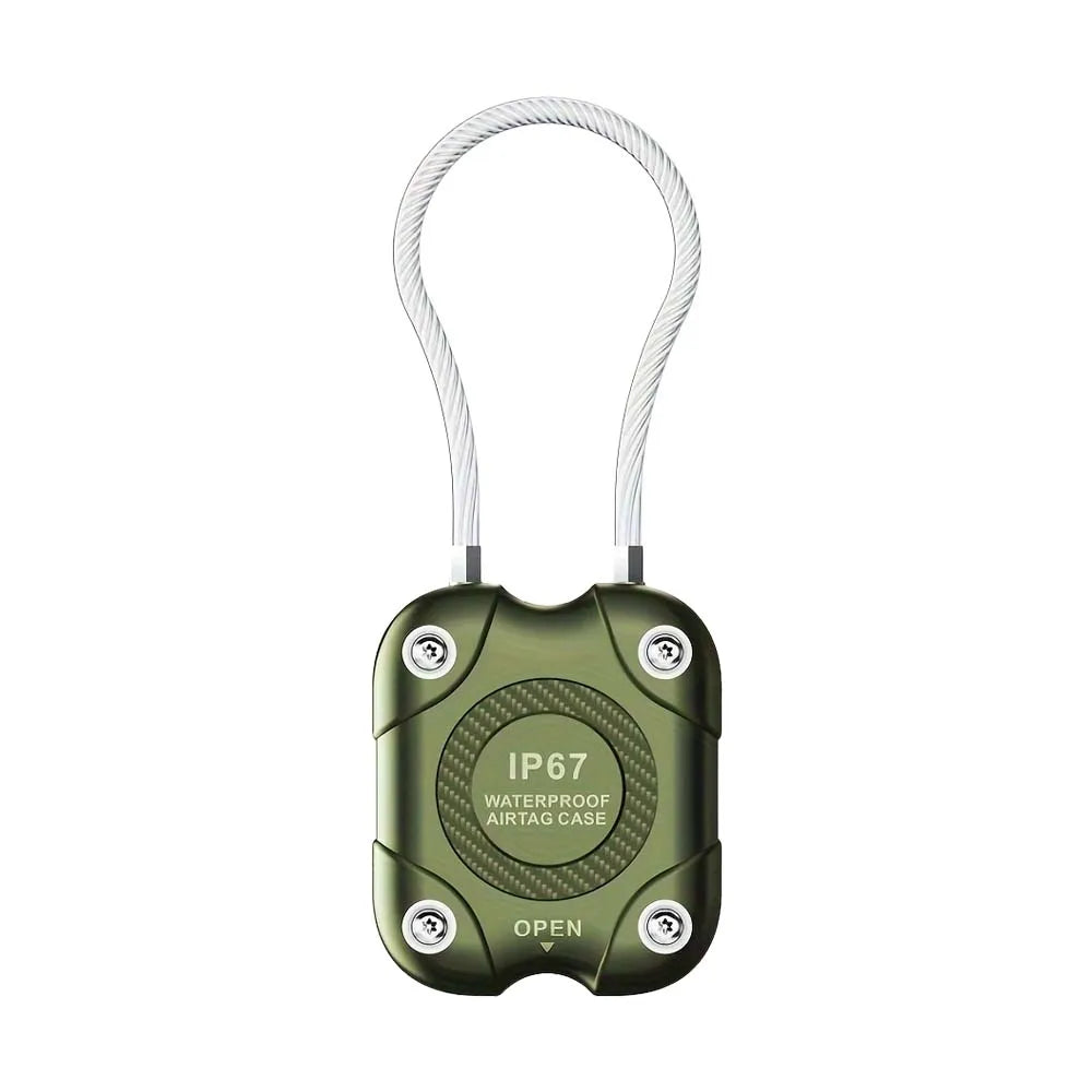 Airtag Holder with Wire Cable-Secure Lock Airtag Keychain-360°Hard Protective Air Tag Case Holder for Apple AirTag for Key Chain Peaceful Pleasures Health and Wellness green
