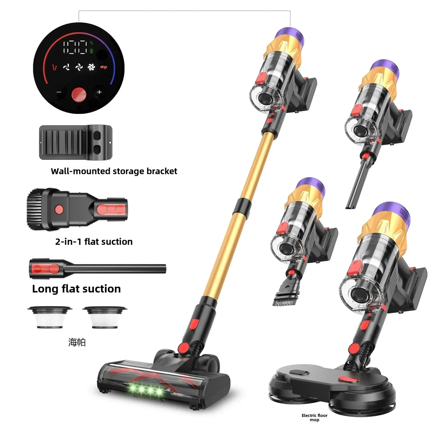 GUOHE 550W Cordless Vacuum & Mop | HEPA Pet Hair Cleaner