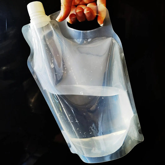 Foldable Water Bag 2L Transparent Reusable Drinking Water Container for Hiking Backpacking, Leakproof Travel Sports Bottle Peaceful Pleasures Health and Wellness