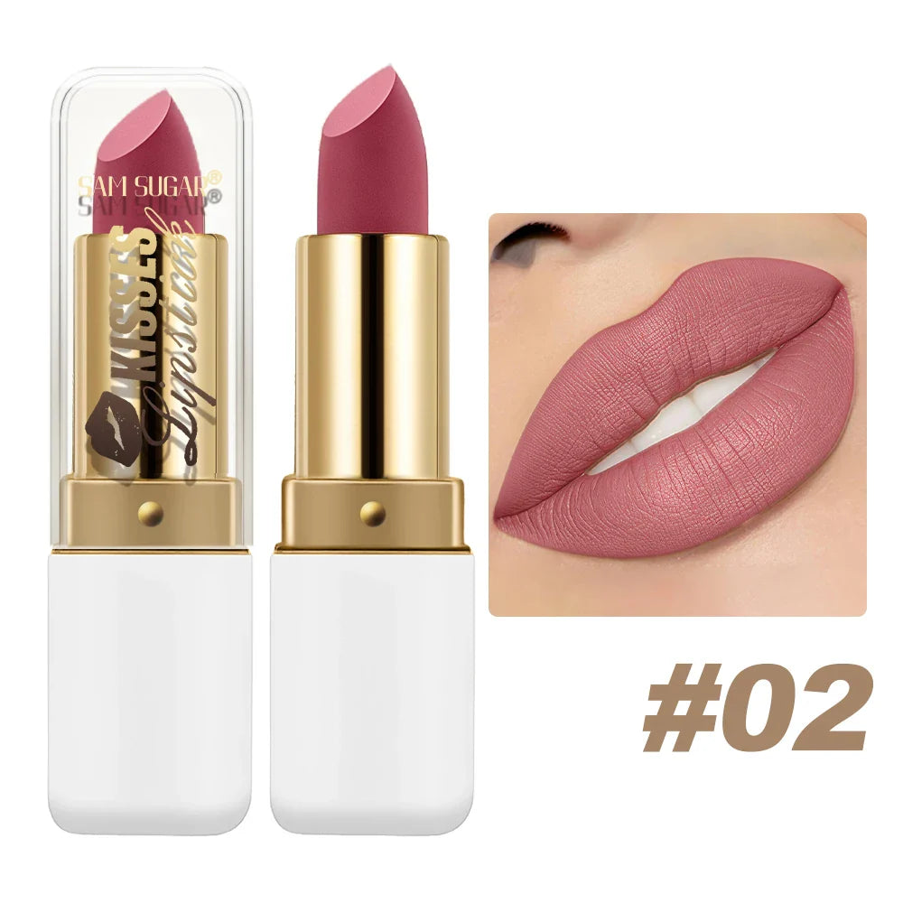 SAM SUGAR Metallic Pearlescent Lipstick – Matte Velvet Waterproof