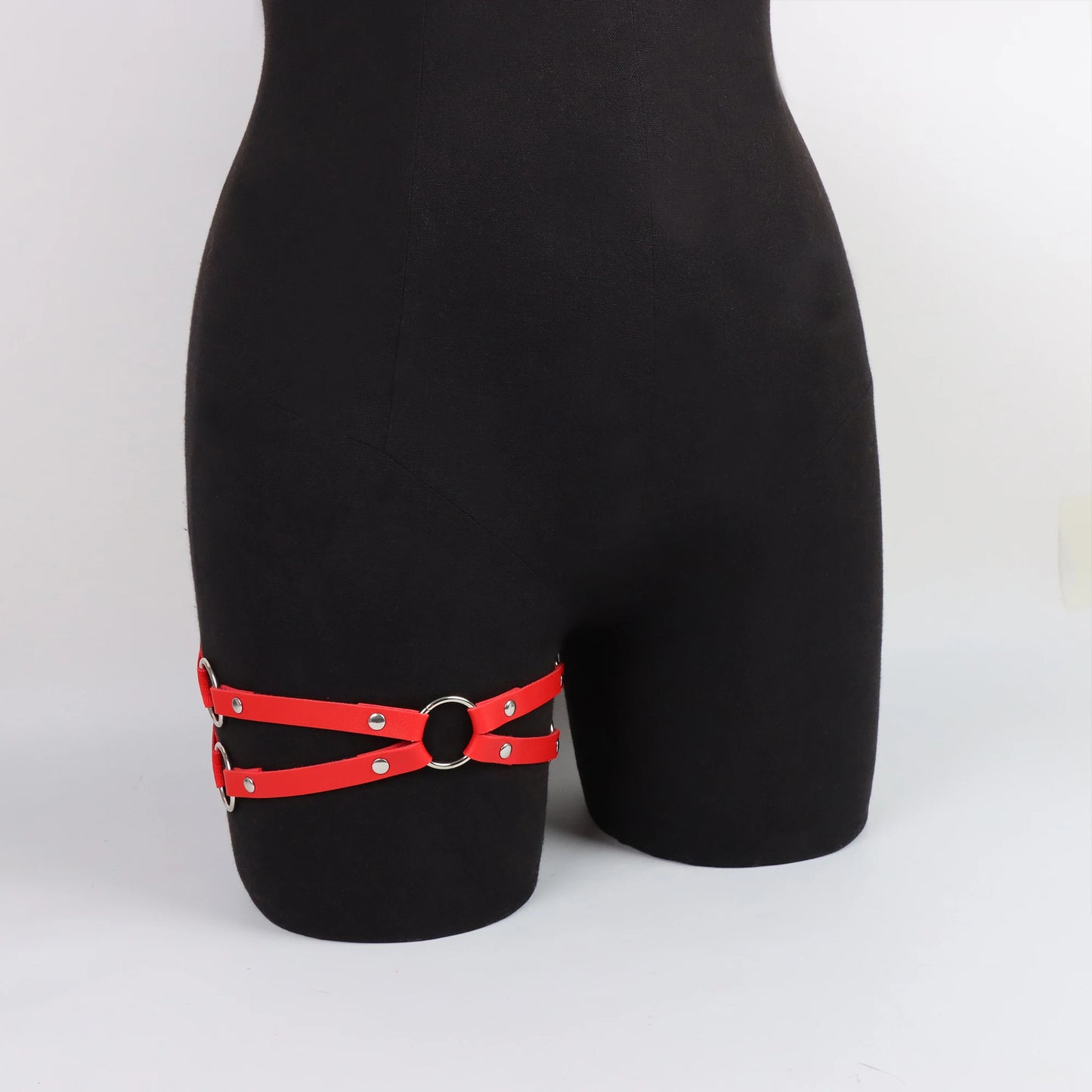 Sexy Rock Round Ring Loop Elastic X Shape Leather Belt Leg
