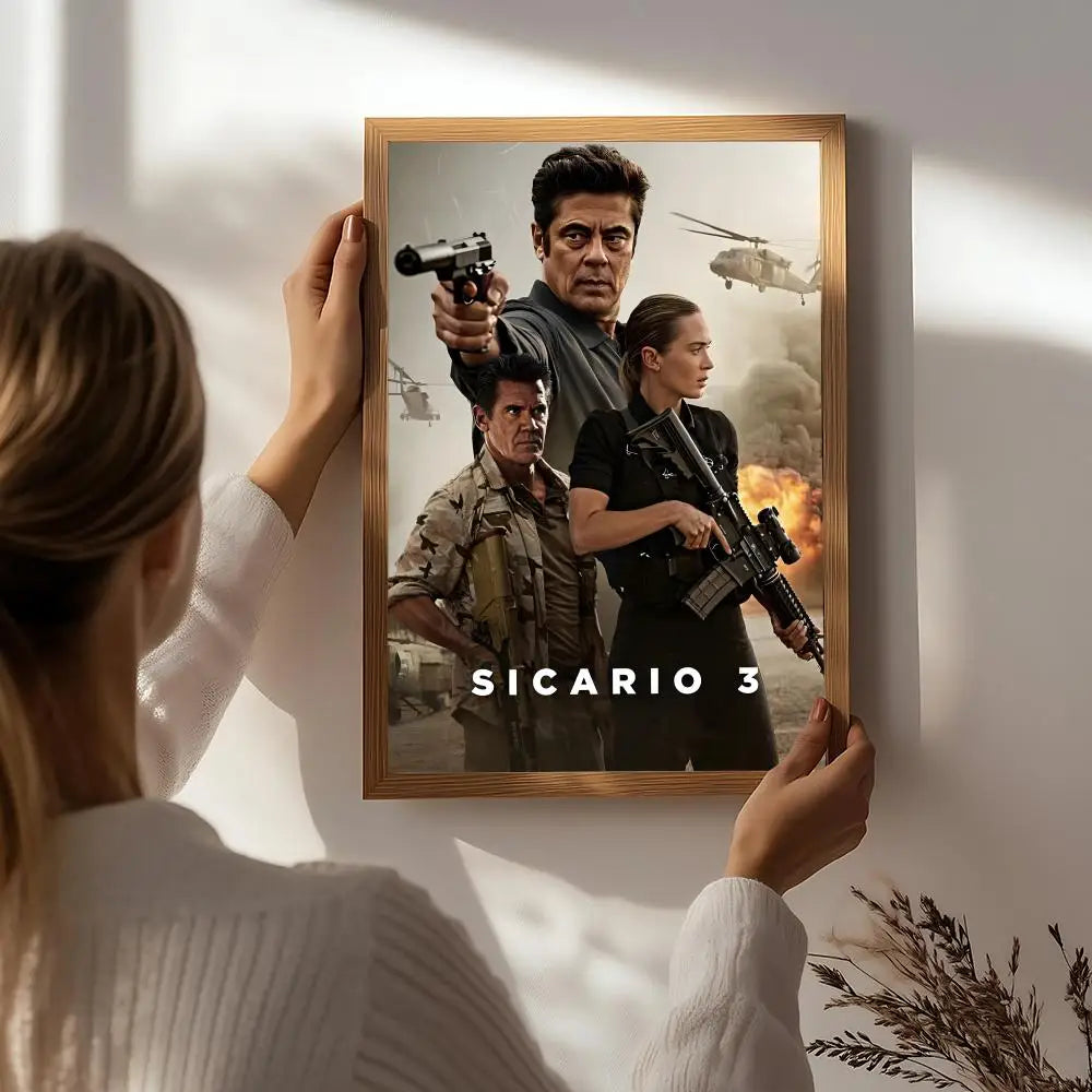 Sicario Movie Poster HD Self-Adhesive Waterproof Wall Art Movie Wall Poster Peaceful Pleasures Health and Wellness White6 50X70cmNoframe