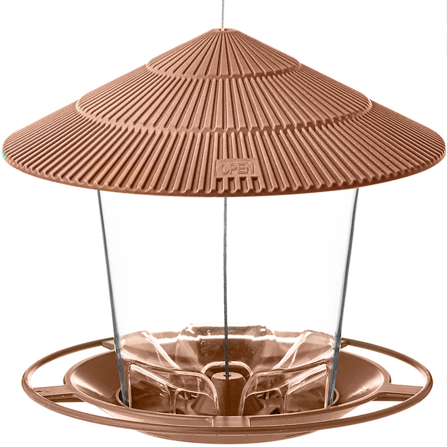 Bird Feeder Automatic Foot Feeding Tool Outdoor Bird Feeder Hanging Nut Feeding Multiple Hole Dispenser Holder Food Container Peaceful Pleasures Health and Wellness Brown