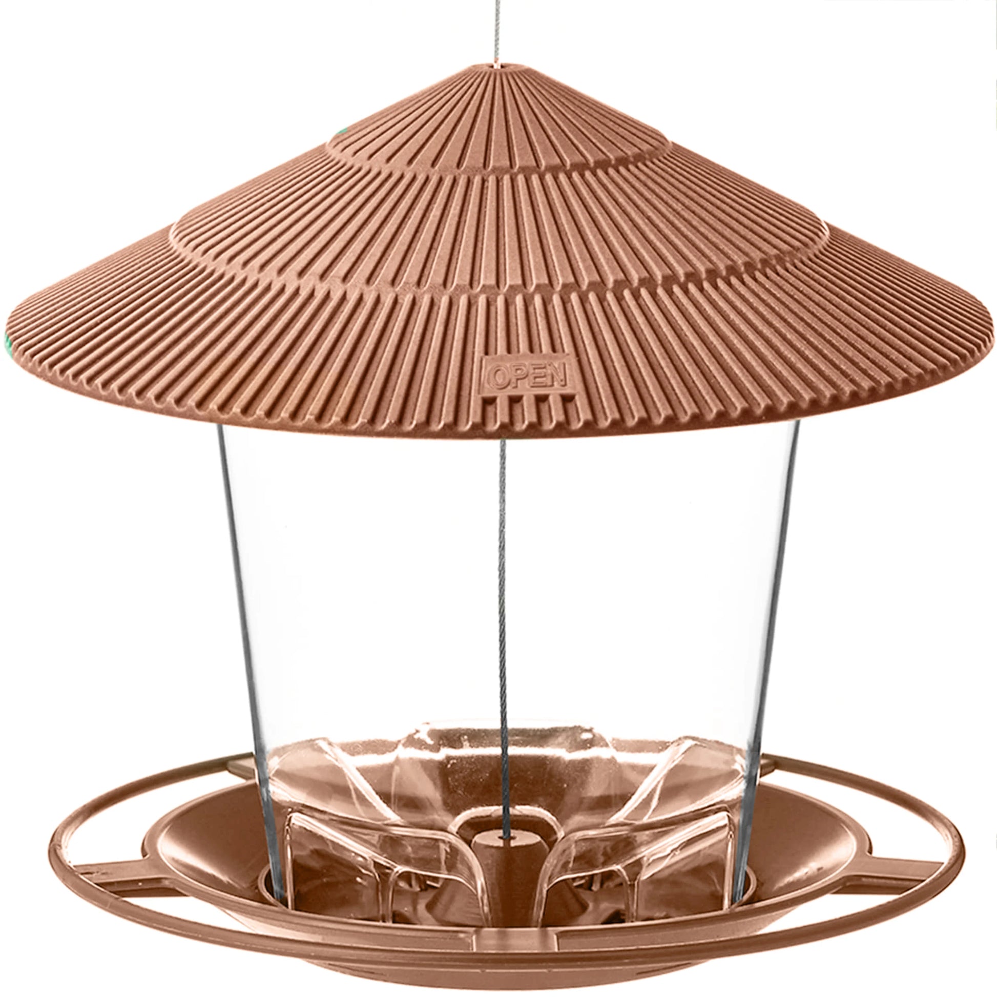 Bird Feeder Automatic Foot Feeding Tool Outdoor Bird Feeder Hanging Nut Feeding Multiple Hole Dispenser Holder Food Container Peaceful Pleasures Health and Wellness Brown