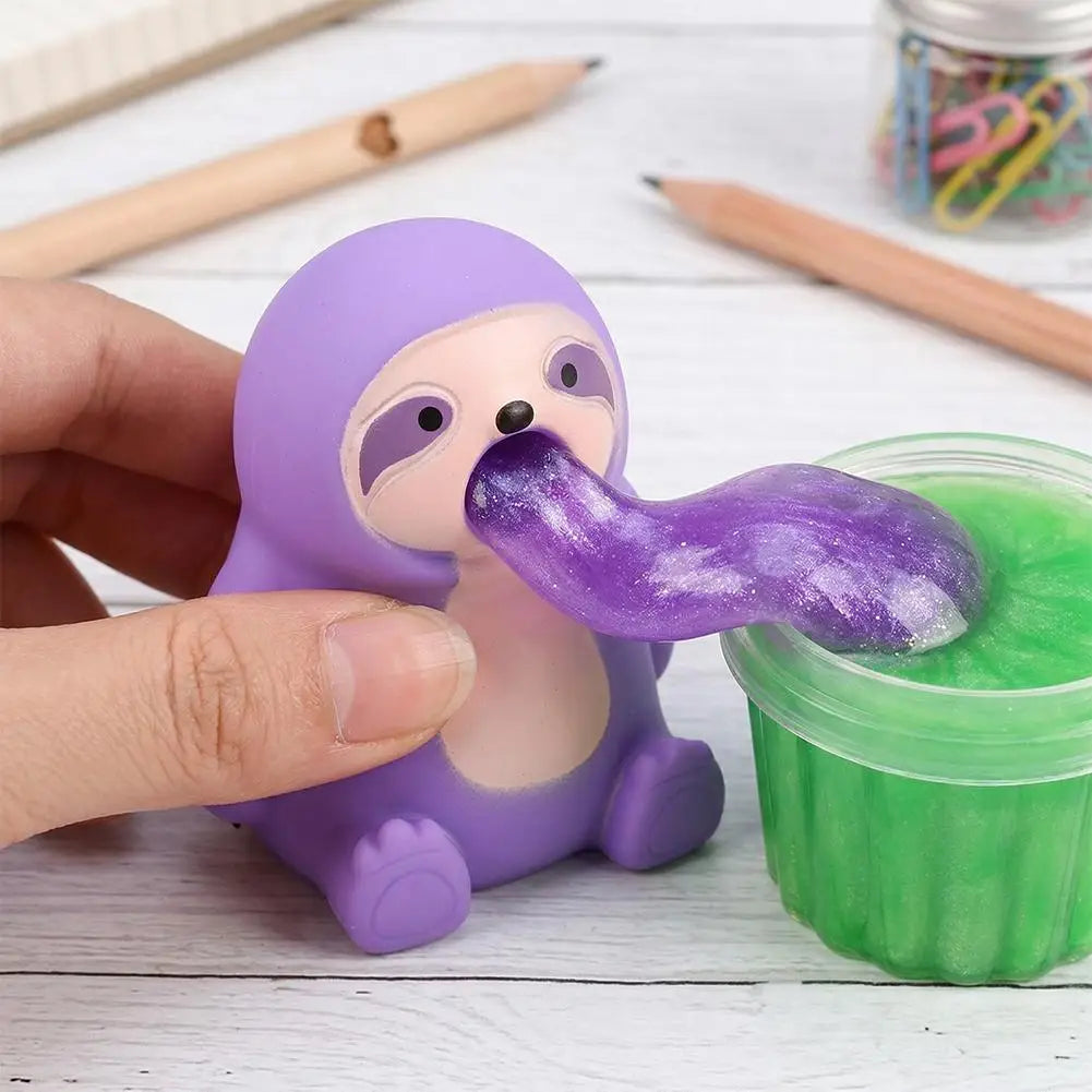 Funny Animal Toy Slime Vomiting Goo Sensory Stress Relief PVC Squeaky