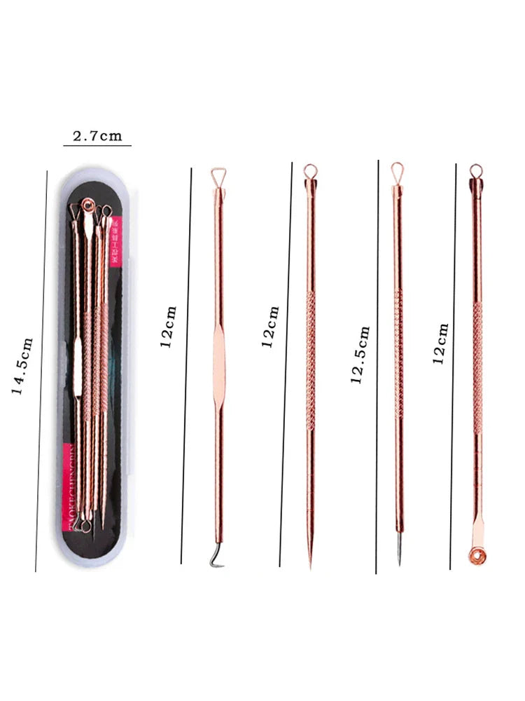 4-Piece Comedone Extractor Kit – Stainless Steel Blemish Tools