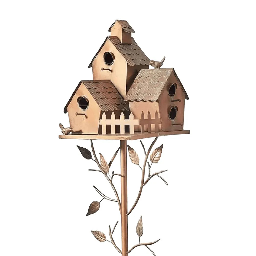 Metal Birdhouse Garden Stake | Outdoor Yard & Patio Decor