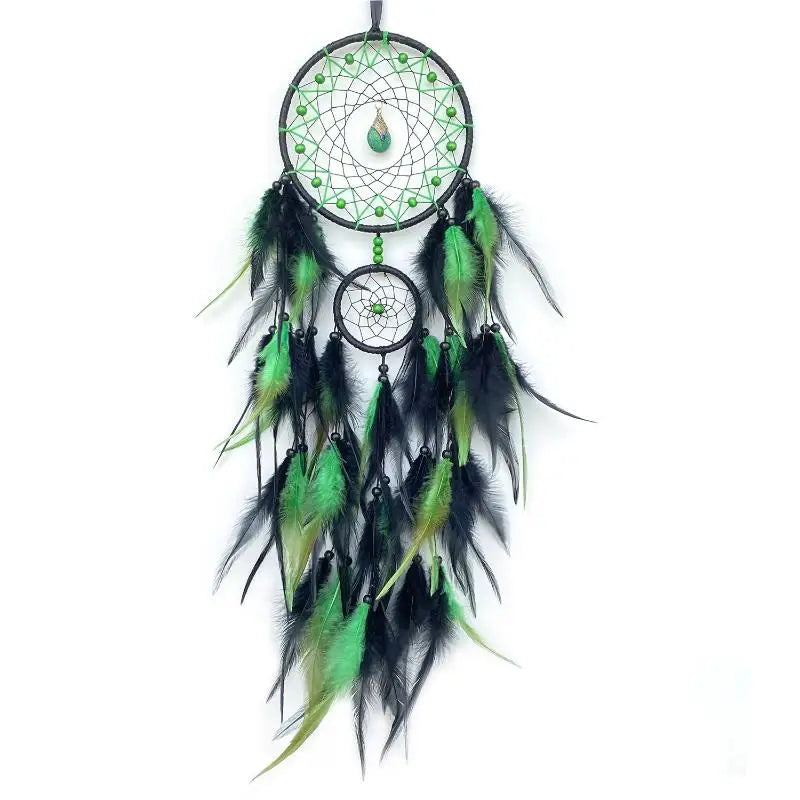 Hand-Woven Dreamcatcher with Feathers & Crystals | Boho Decor