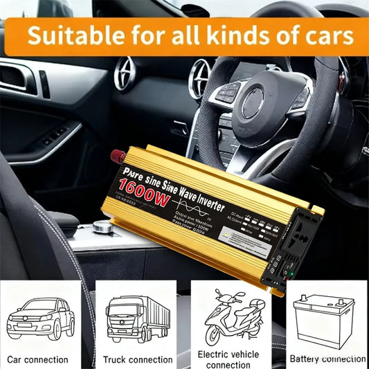 NEW Inverter 12v 220v Pure Sine Wave 1600W / 3000W Transformer Convert Multi-function Socket Converter Car inverter Peaceful Pleasures Health and Wellness