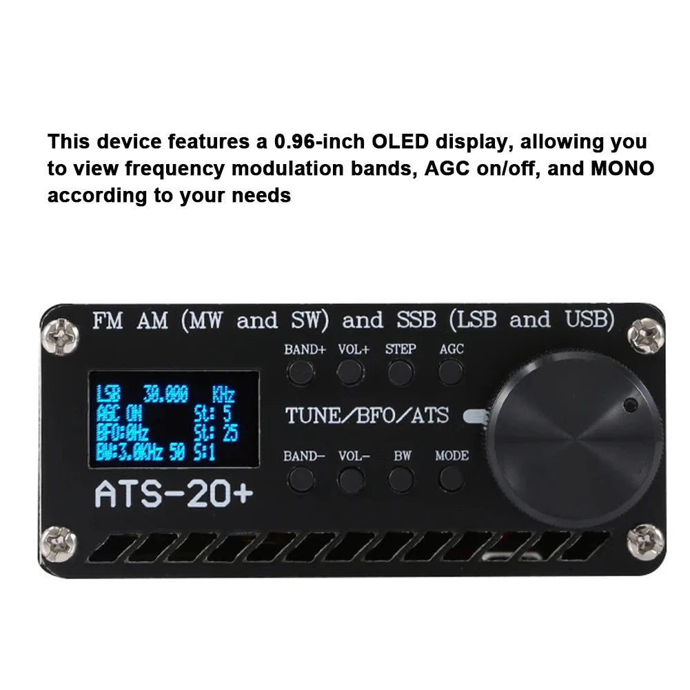 ATS-20+ SI4735 Full Waveband Radios Receiver Frequency Modulation AM (MW & SW) SSB (LSB & USB) Covering Commercial Radiobands Peaceful Pleasures Health and Wellness