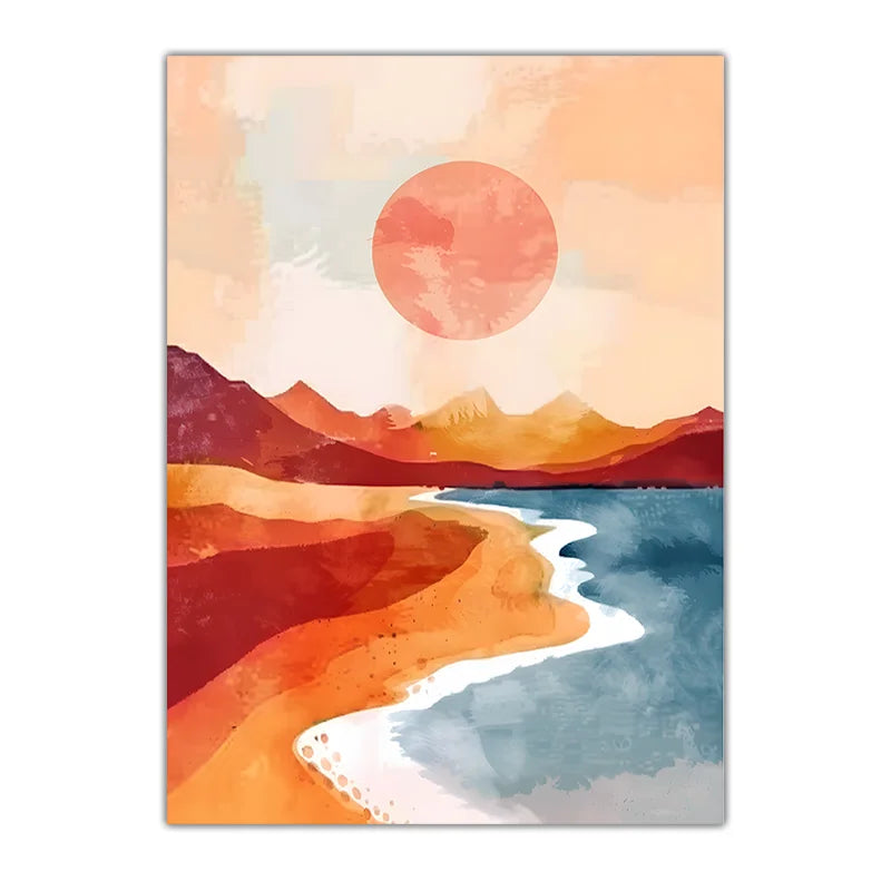 Coastal Mountain Sunset Canvas Wall Art | Modern Landscape Print Canvas Wall Art Peaceful Pleasures Health and Wellness 04 40x60cm No Frame China Mainland