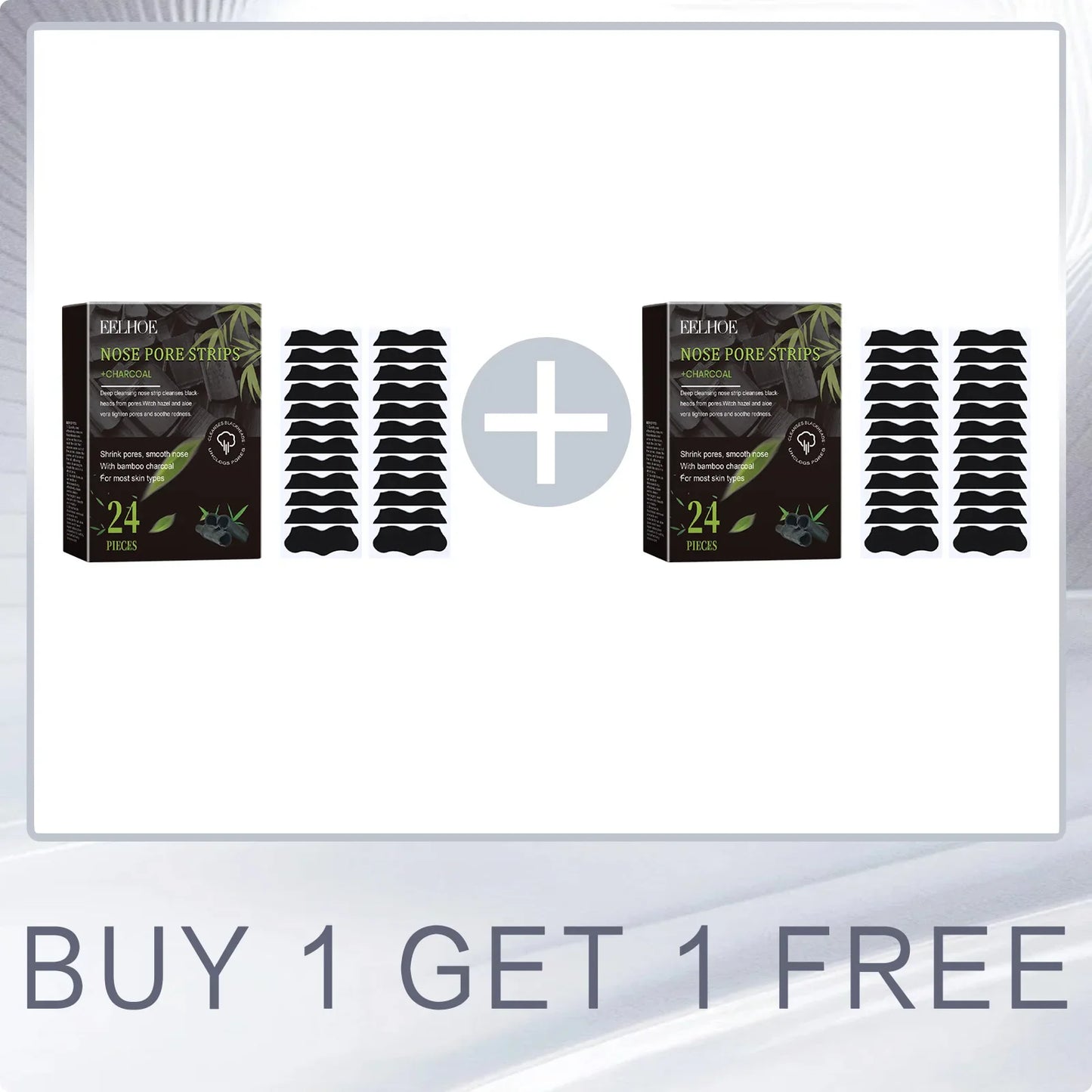 EELHOE Charcoal Bamboo Blackhead Nose Strips 24 Pack