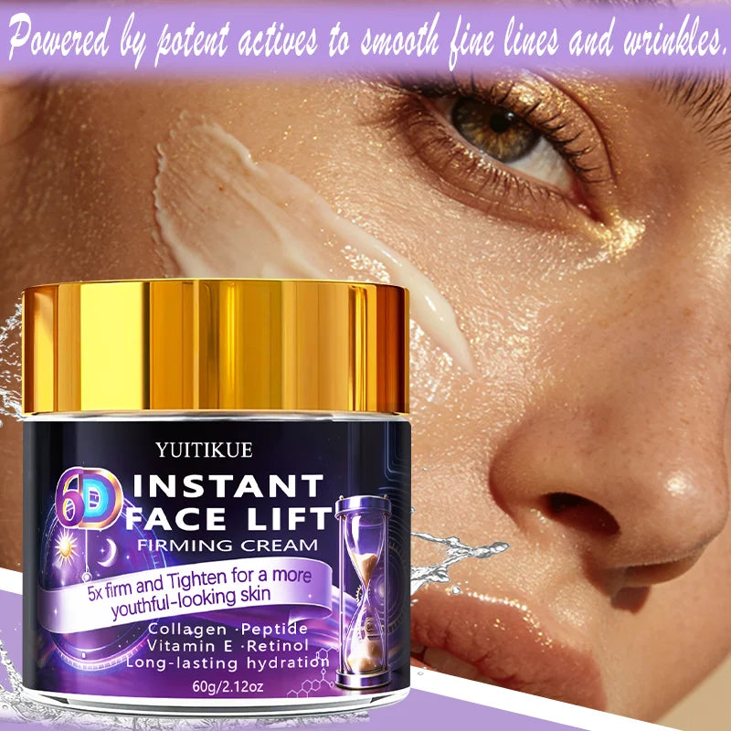 YUITIKUE 6D Instant Face Lift Firming Cream 60g Collagen Peptide Retinol Anti-Aging Hydrating Skin Care Peaceful Pleasures Health and Wellness