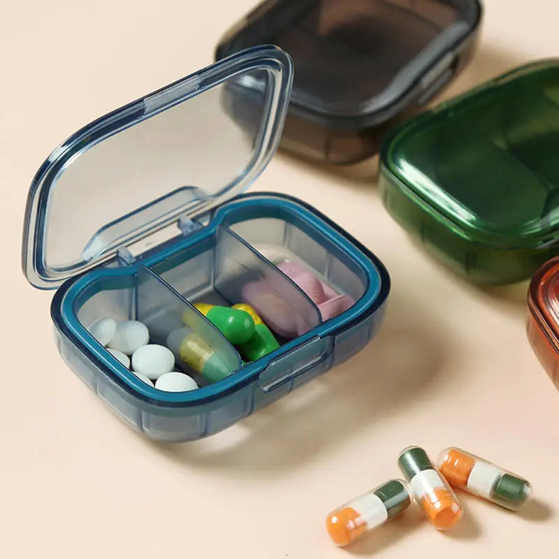 1/2/3Pcs Mini Medicine Pills Box Drug Storage Box Pills Dispenser Pill Organizer Tablet Pillbox Case Container Portable Peaceful Pleasures Health and Wellness
