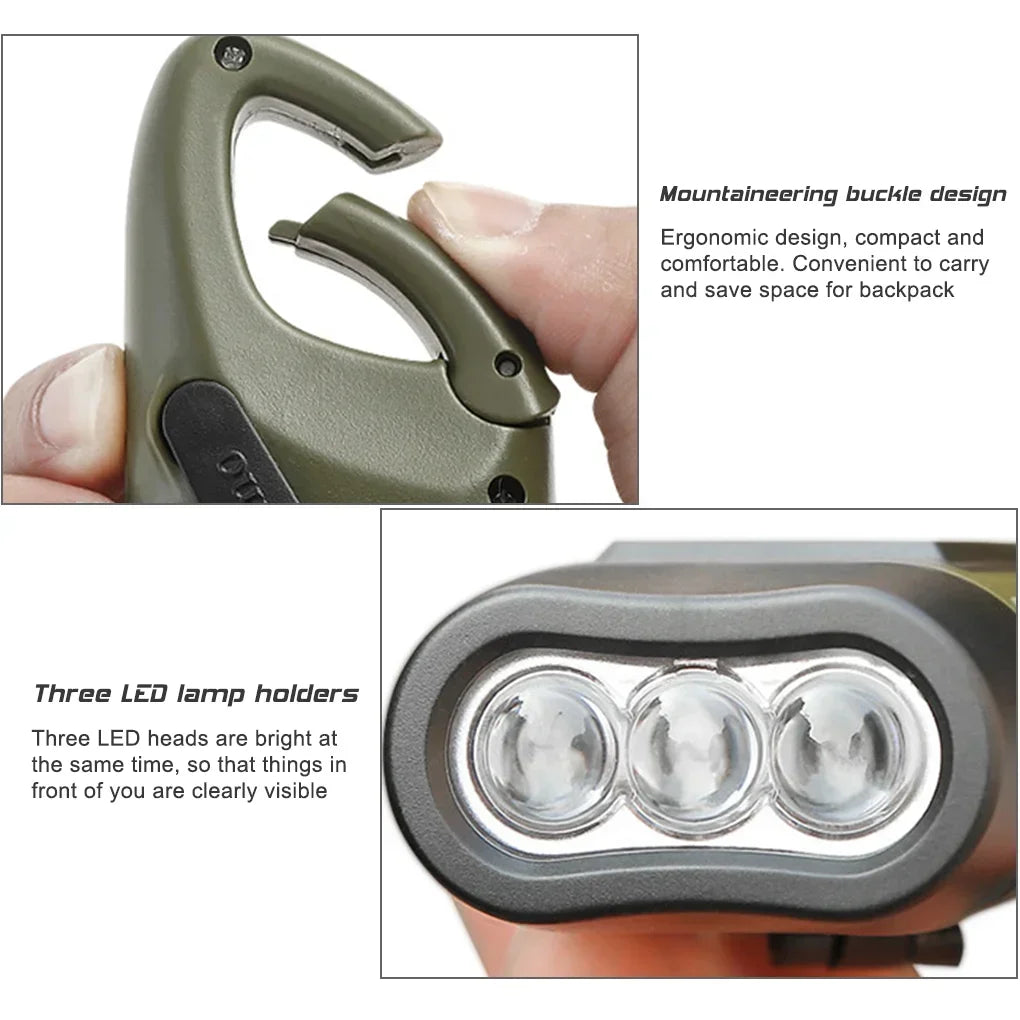 LED Hand Crank Solar Rechargeable Flashlight | Survival Torch