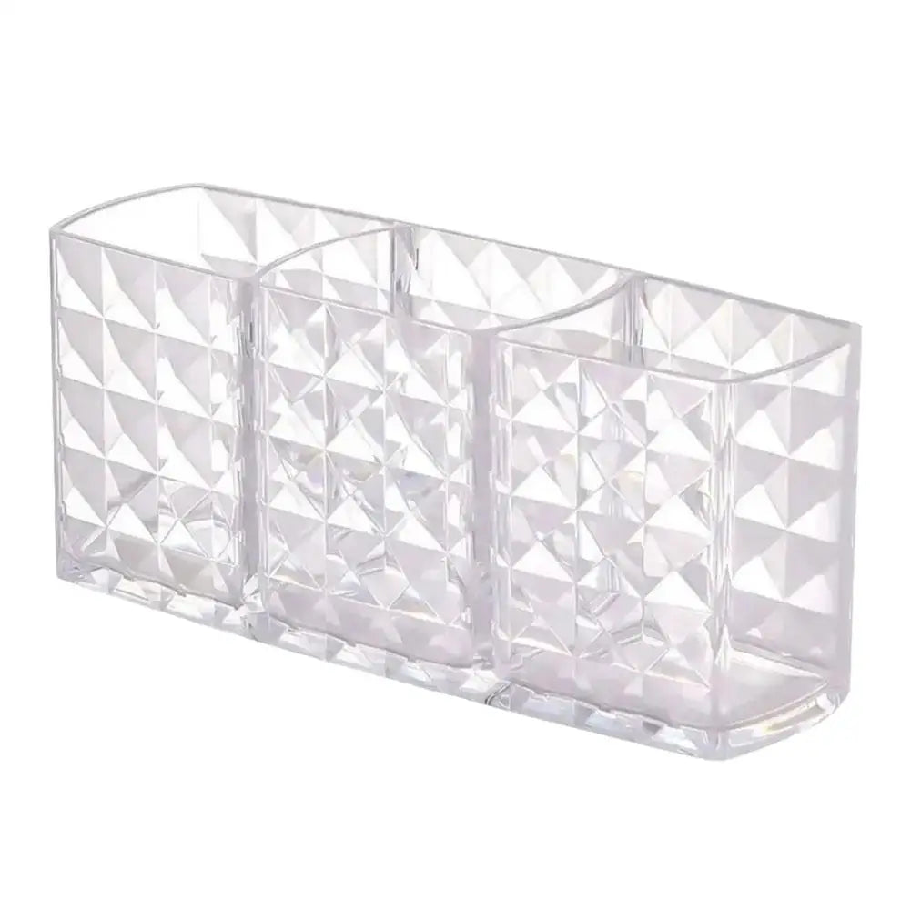 3-Slot Acrylic Makeup Brush Holder & Cosmetic Organizer Peaceful Pleasures Health and Wellness 1pc