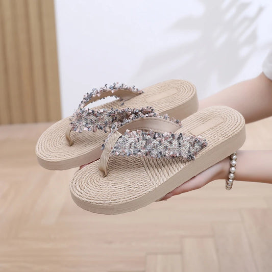 Women's Feather Print Flat Flip-Flops | EVA Beach Slides Women's Flip-Flop Slides Peaceful Pleasures Health and Wellness A 36
