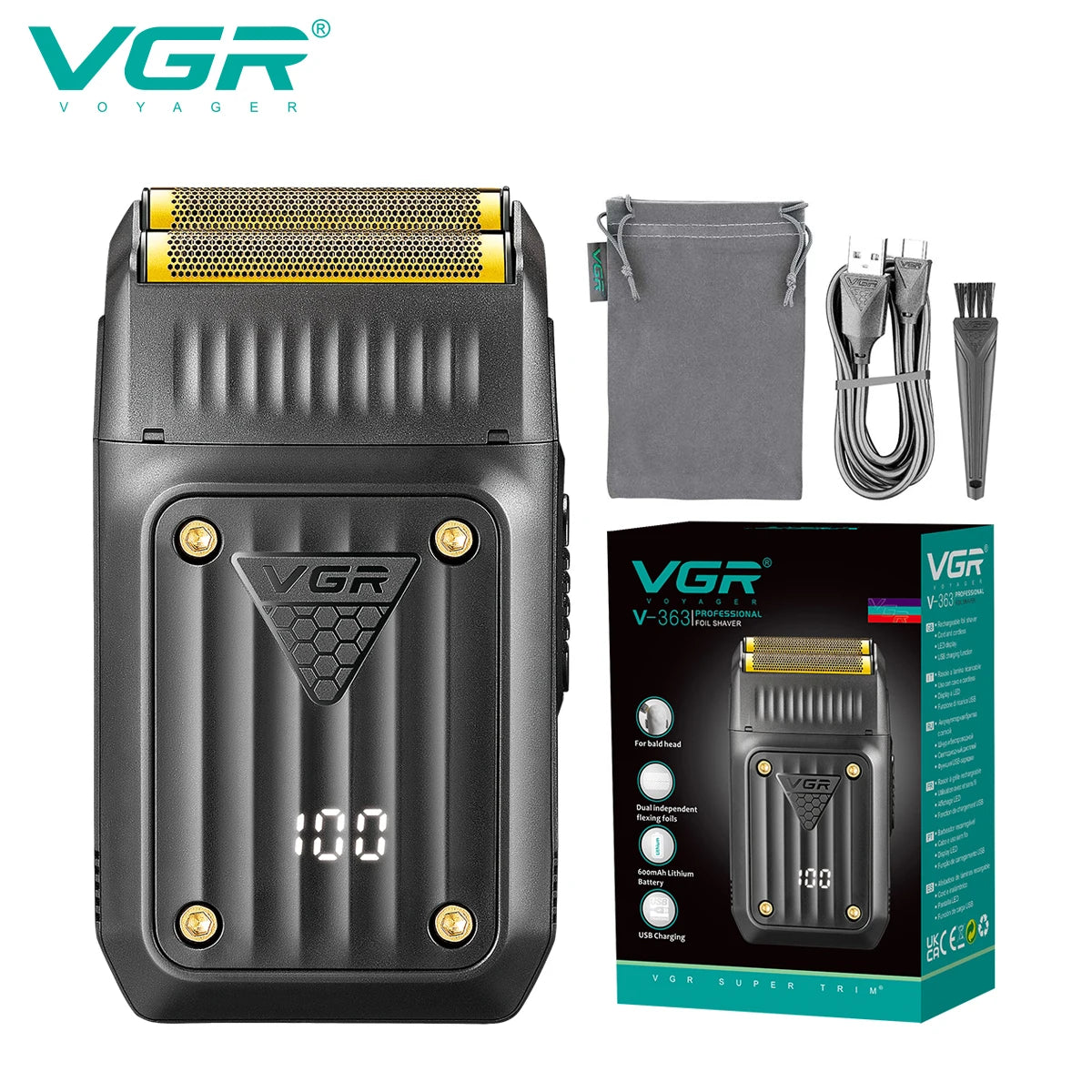 VGR 363 Razor Electric Shaver Professional Hair Trimmer Rechargeable Shaving Barber Beard Trimmer Foil Hair Shaver for Men Peaceful Pleasures Health and Wellness 363 usb