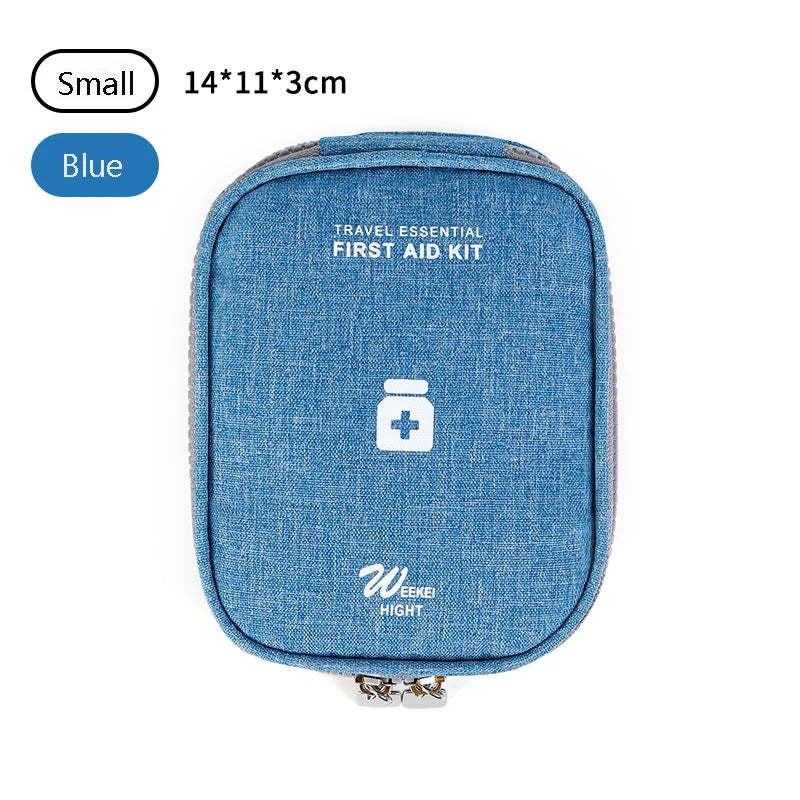 Home First Aid Kit Large Capacity Empty Medicine Storage Bag Portable Travel Medicine Box Survival Bag Emergency Bag For Car Peaceful Pleasures Health and Wellness Blue Small
