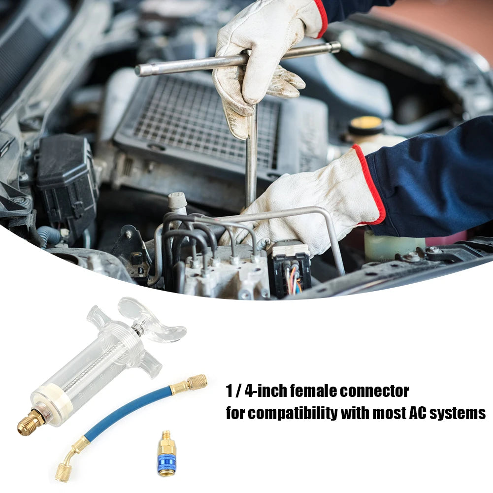 A/C Oil & Dye Injector 1oz with R134a Low Side Quick Coupler Peaceful Pleasures Health and Wellness