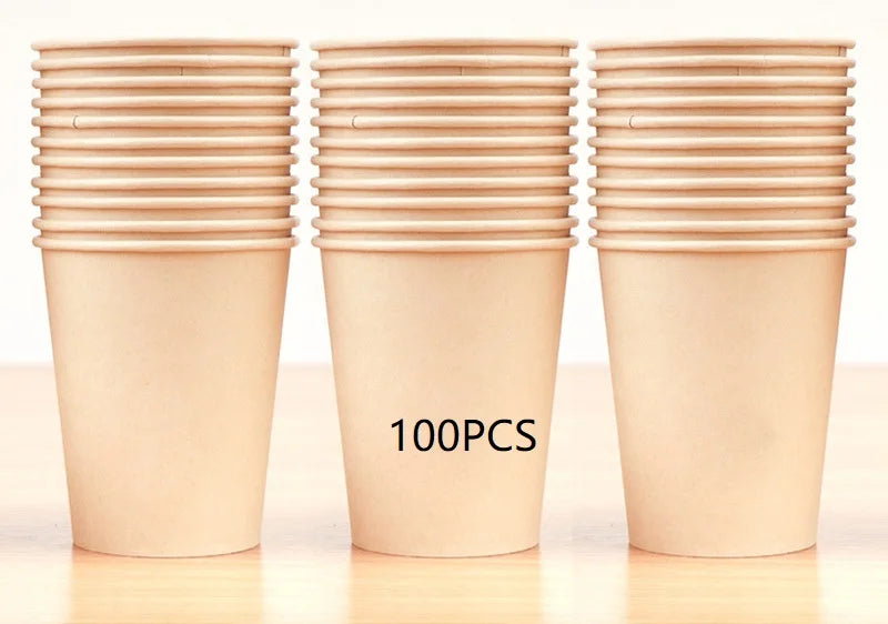 8 oz Bamboo Fiber Paper Cups Brown Kraft Disposable Coffee Cups Unbleached Cups for Hot/Cold Beverage Party Picnic Travel Events Peaceful Pleasures Health and Wellness 100PCS