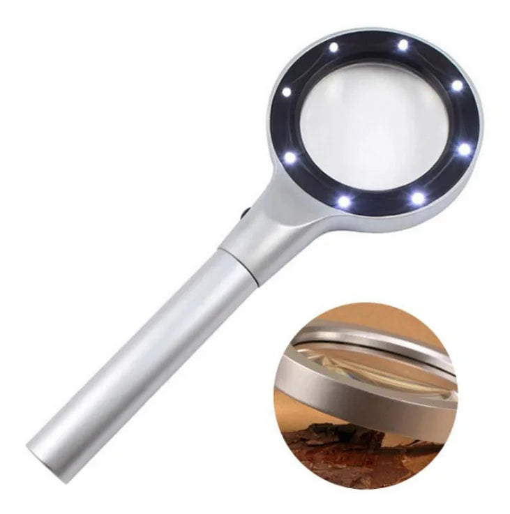Magnifier Zinc Alloy All Metal Optical Glass Lens with Two Levels of Led Lighting, Reading Book Magnifying Glass Peaceful Pleasures Health and Wellness
