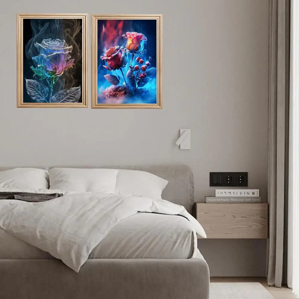 30x40cm Rose Flower Diamond Painting Full round Square Diamond Living Room Bedroom Decorative Artwork DIY Kit Peaceful Pleasures Health and Wellness