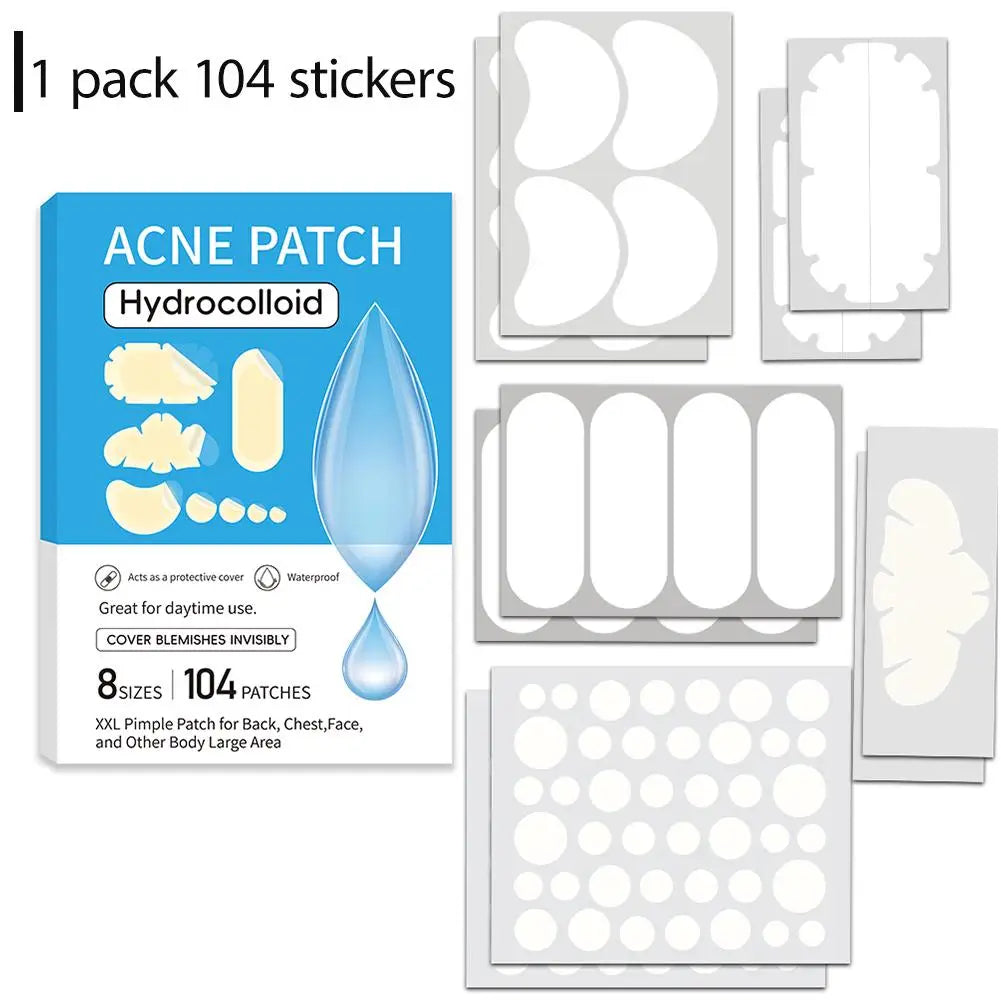 Hydrocolloid Pimple Patches – 5 Sizes, Bulk Pack Skin Care Peaceful Pleasures Health and Wellness 104pcs