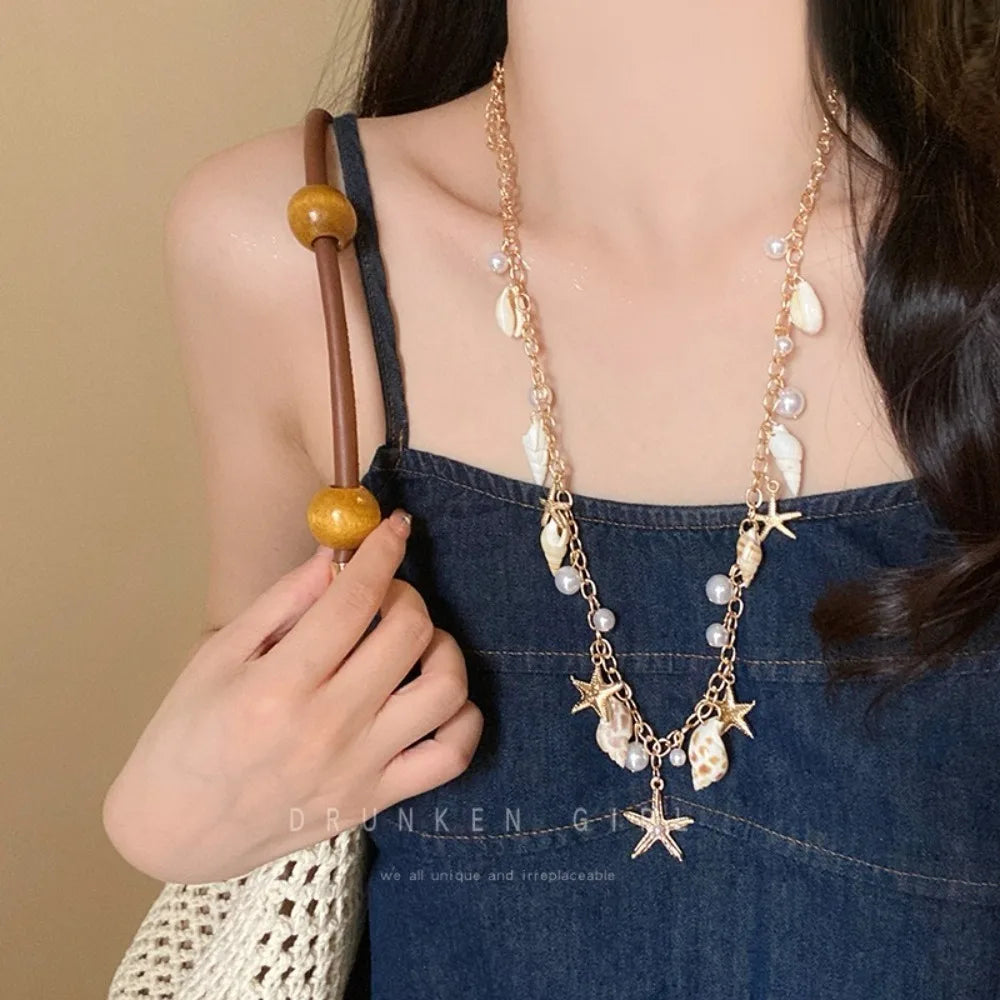 Sea Star Shell Beads Necklace – Bohemian Beach Jewelry