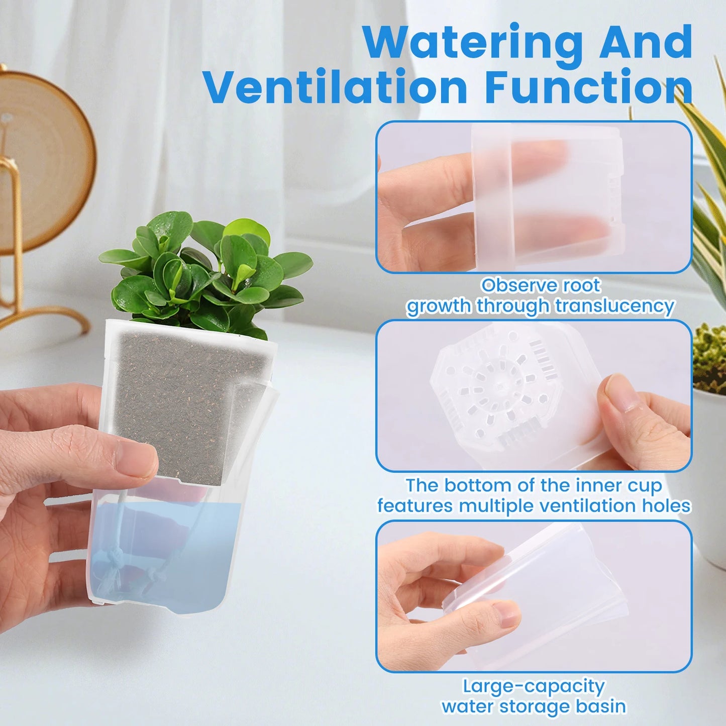 12-Pack Self Watering Mini Pots 2/2.5 Inch | Transparent Plastic