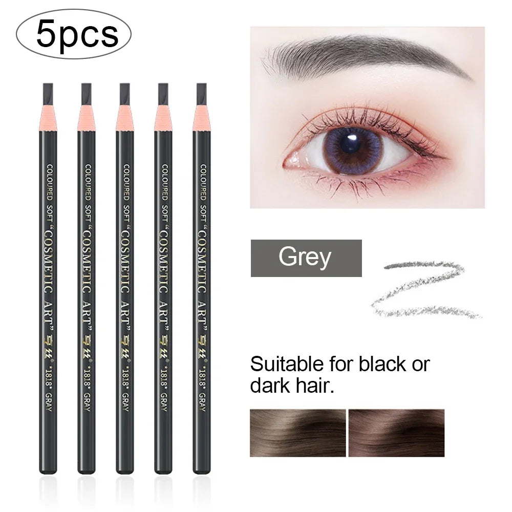 5PCS Professional Microblading Pencil Permanent Eyebrow Pencil Tattoo Waterproof Art Tint Makeup Eye Brow Pen Enhancers Cosmetic Peaceful Pleasures Health and Wellness 06Grey 5Pcs