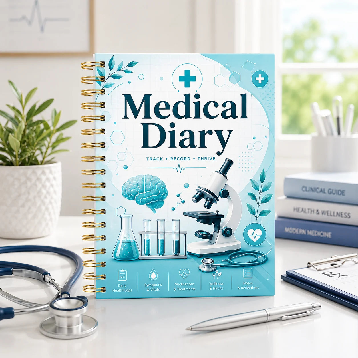 Medical Diary A5 Spiral Health Journal Daily Logs Wellness Tracker