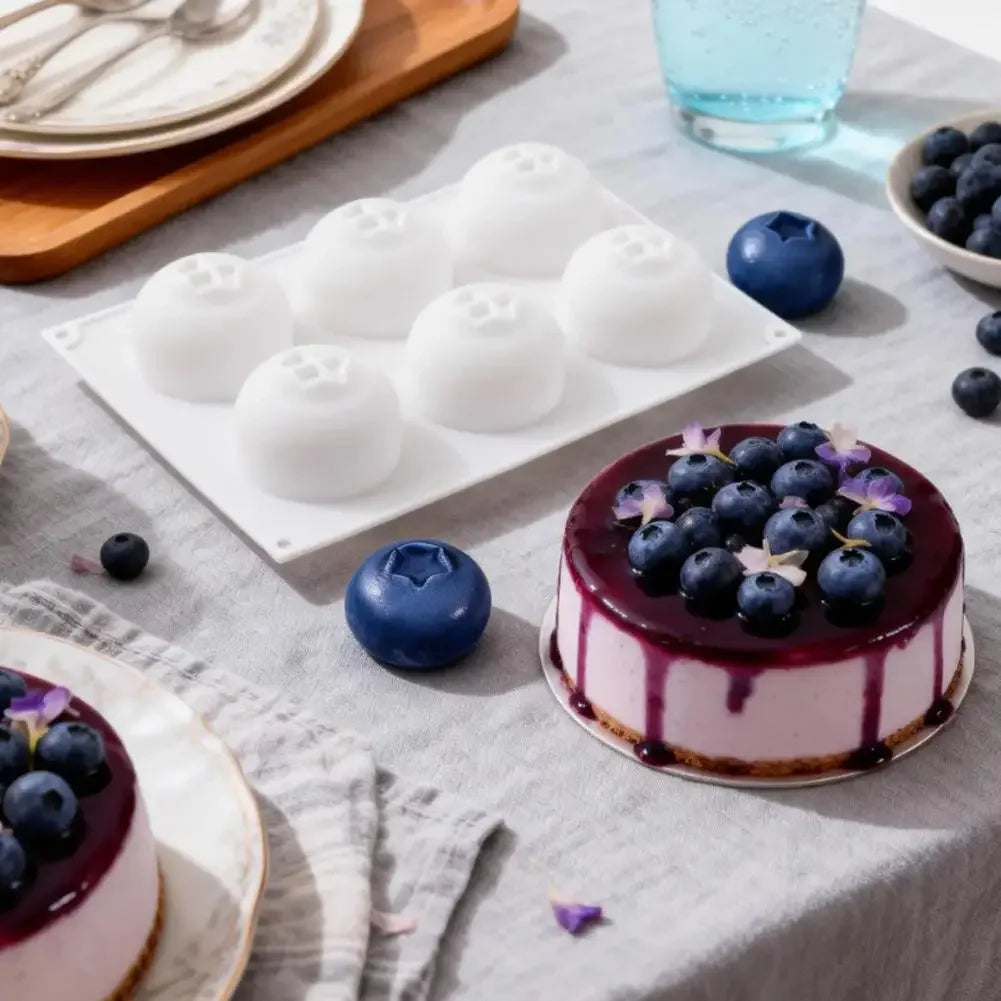Blueberry Mousse Silicone Mold 6-Cavity 3D Fruit Shape Baking Pan For Chocolate Brownie Dessert Cake Decorating Tool Peaceful Pleasures Health and Wellness