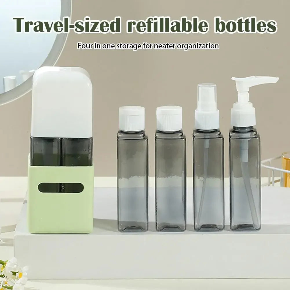 4-in-1 Travel Dispenser Bottle Set – 60ml Refillable Toiletry Bottles Peaceful Pleasures Health and Wellness