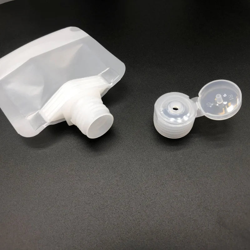 5 Pcs 30/50/100ml Clamshell Packaging Bag Stand Up Spout Pouch Plastic Hand Sanitizer Lotion Shampoo Makeup Fluid Bottles Travel Peaceful Pleasures Health and Wellness