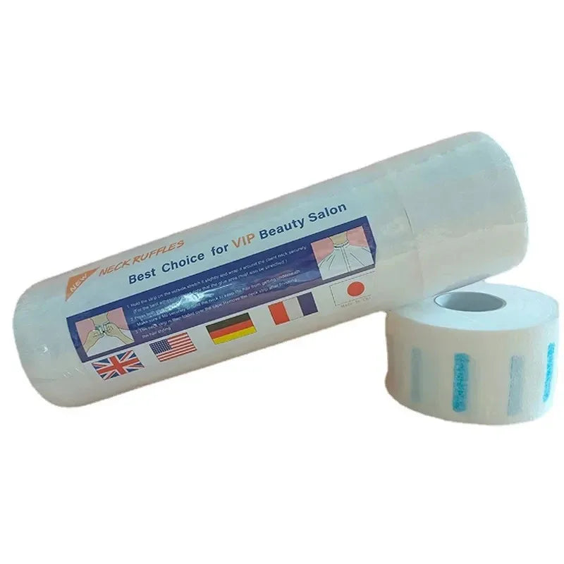 100-Pack Disposable Barber Neck Strips – White & Black Roll