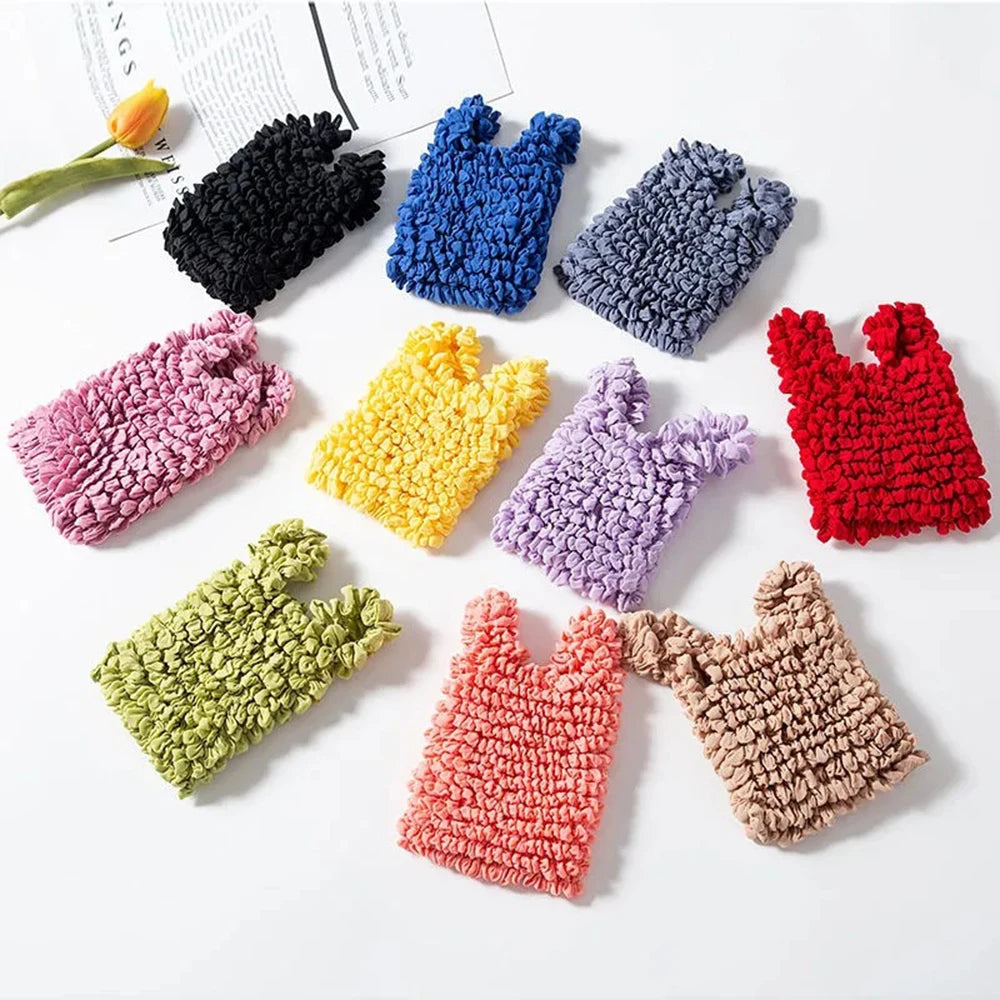Fold Pleated Flexible Stretch Mini Bag Mini Bag Large Capacity Bubble Elastic Portable Shopping Handbag Tote Peaceful Pleasures Health and Wellness