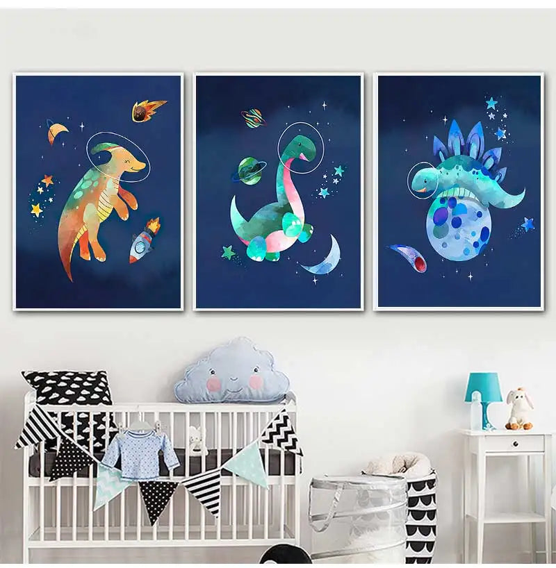 Nursery Wall Art Canvas Painting Nordic Posters And Prints Wall Pictures Baby Room study Decor Dinosaur Space Planet Alphabet Peaceful Pleasures Health and Wellness