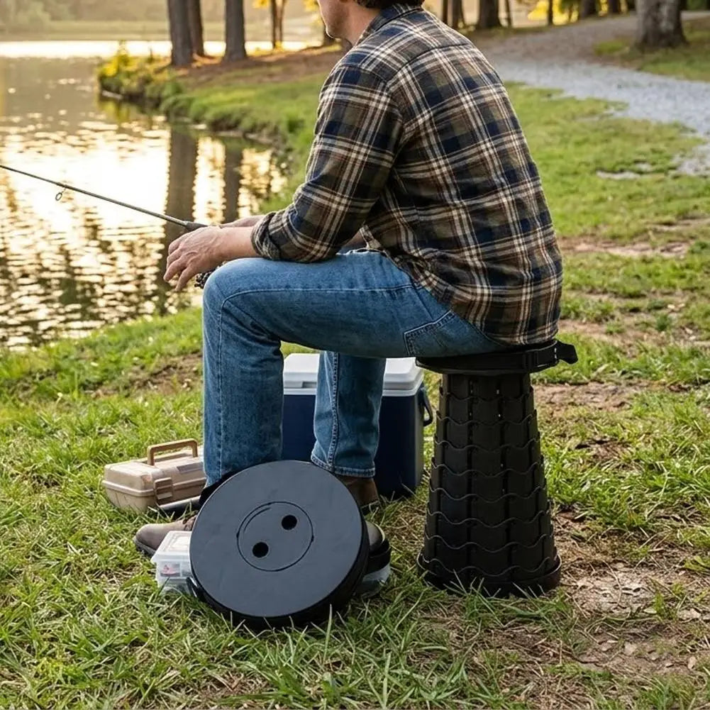 Foldable Telescopic Stool Lightweight Camp Chair Portable Camping Seat Adjustable Height Stool for Outdoor Fishing Hiking Picnic Peaceful Pleasures Health and Wellness