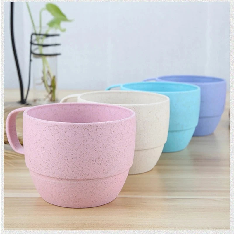 5-Piece Wheat Straw Portable Drinking Cup & Kettle Set – Reusable Eco-Friendly Picnic & Camping Drinkware