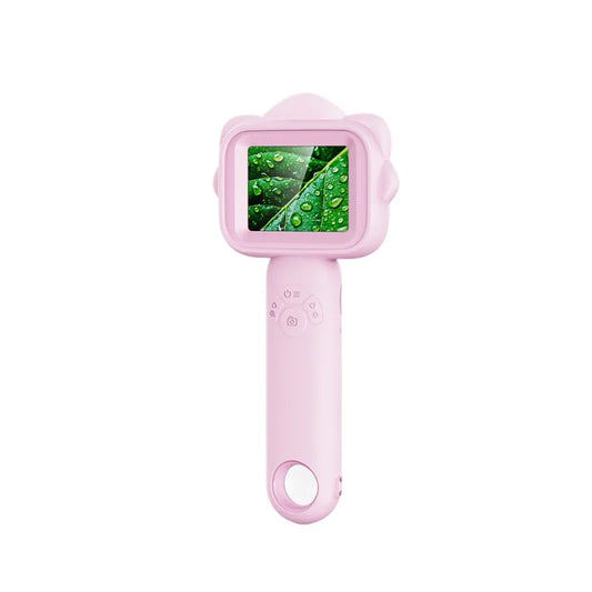 Children's Magnifying Microscope Cartoon Toy Shooting Portable Handheld Microscope Peaceful Pleasures Health and Wellness Blue