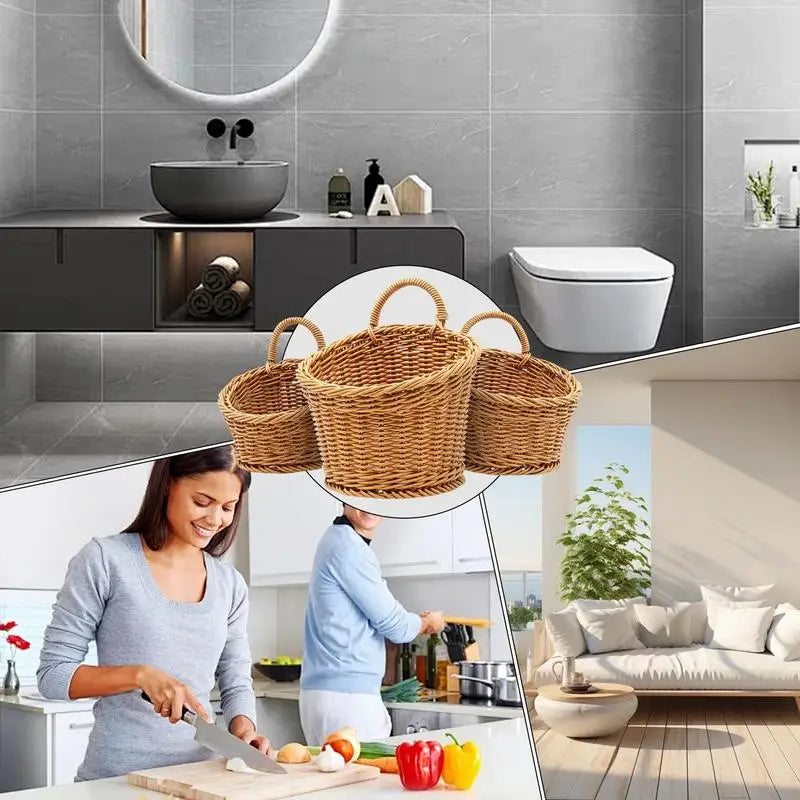 Handmade Woven Storage Basket with Handle | Boho Farmhouse