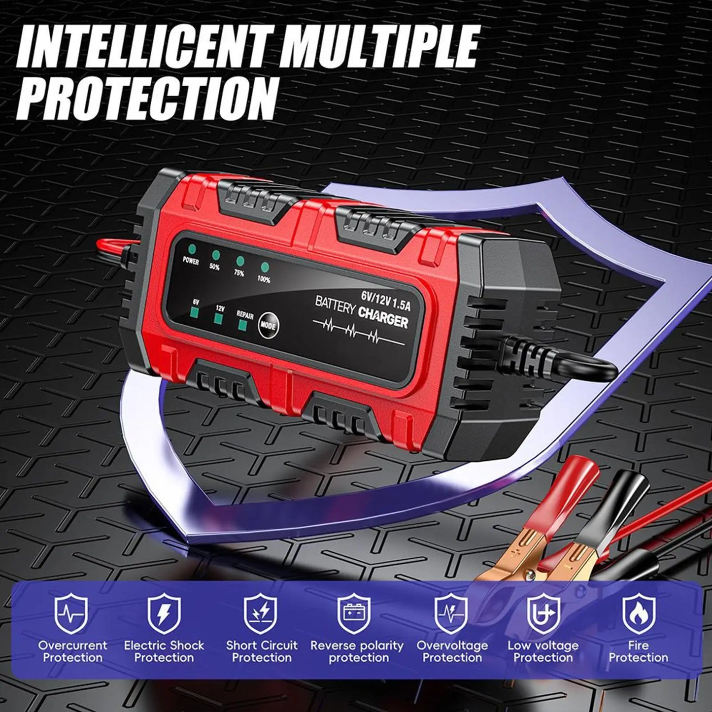 Smart 1.5A 6V/12V Battery Trickle Charger & Maintainer