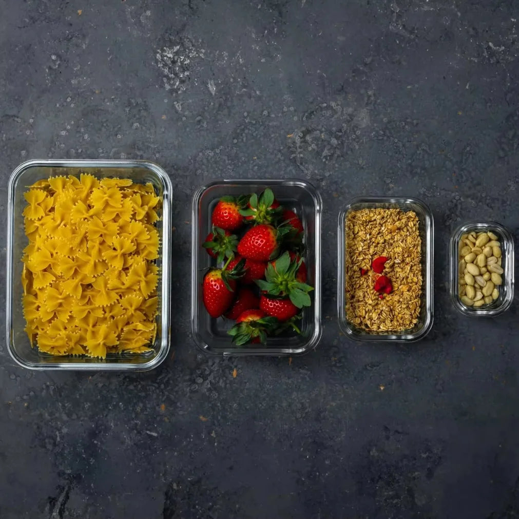 4-Piece Borosilicate Glass Food Storage Container Set | Microwave Safe