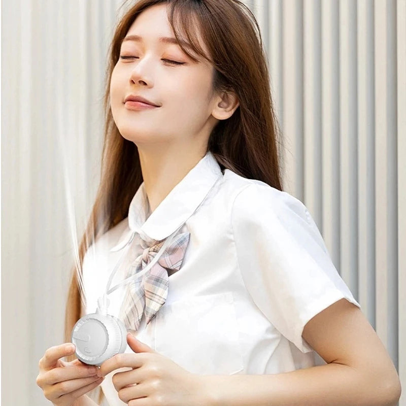 Portable Mini Neck Fan Rechargeable Adjustable Lanyard and Bracket Free Your Hands Outdoor Small Hanging Neck Fan For Children Peaceful Pleasures Health and Wellness