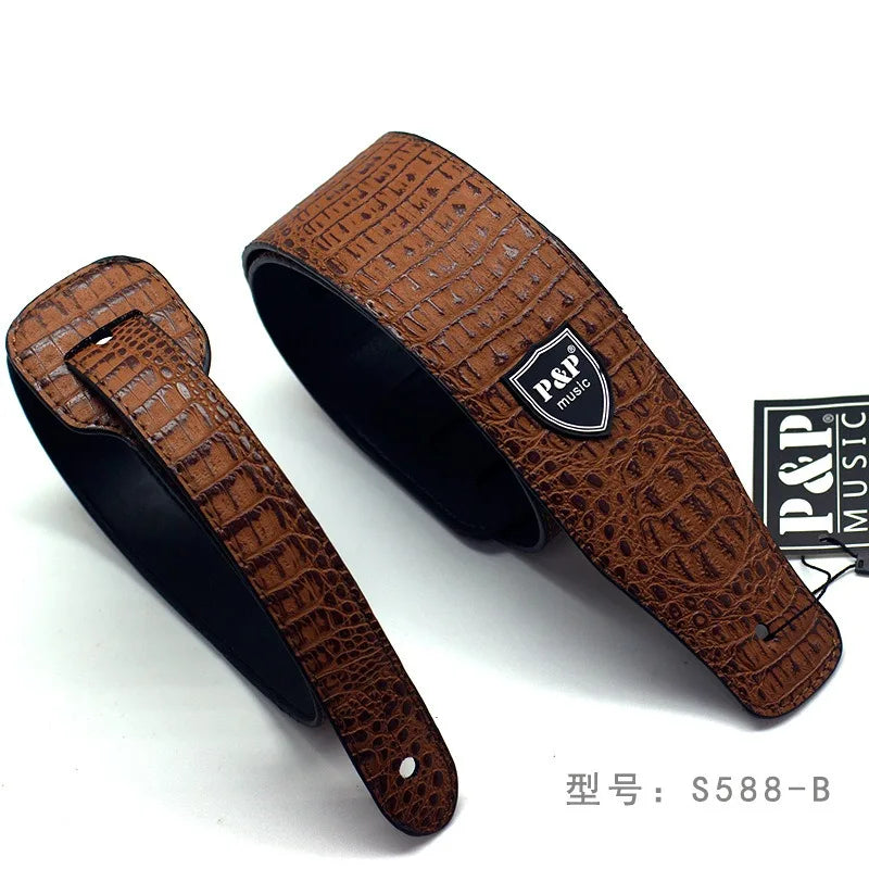 P&p Like 2023 PU Leather Guitar Strap Snake Pattern Bass Instrument