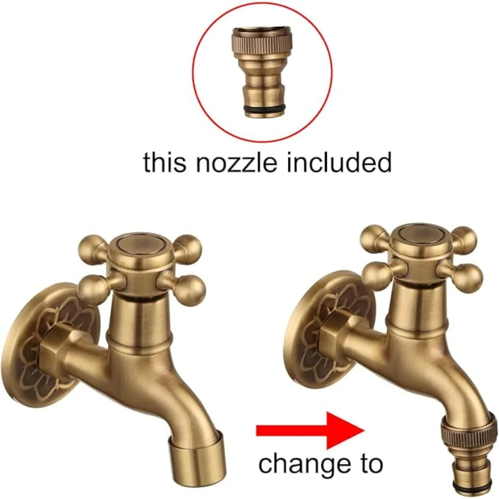Vintage Solid Brass Single Handle Wall Mount Faucet