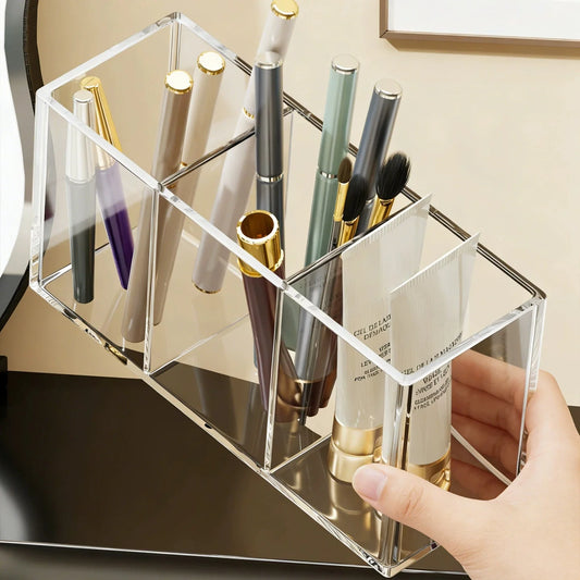 Clear Makeup Brush Holder Organizer – 1/2/3 Slot Storage Box Makeup Brush Organizer Peaceful Pleasures Health and Wellness